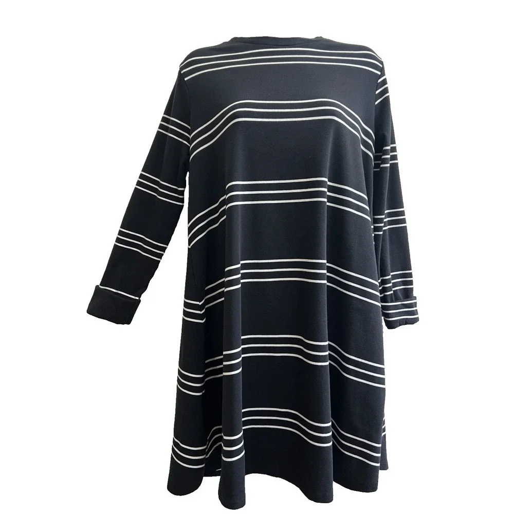 Mudpie Dress Medium Fashion Casual Business Black White Striped Women Clothing - Picture 5 of 9